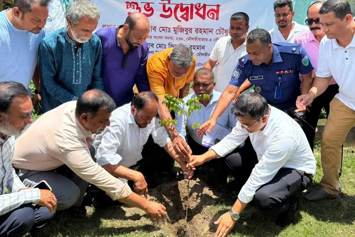 এক লাখ চারাগাছ রোপণের লক্ষ্য নিয়ে শ্রীমঙ্গলে বৃক্ষরোপণ